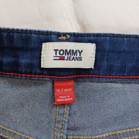 Tommy Jeans Straight Highrise Ankle Dark Wash Stretch Raw Hem Size 12 Size 31 - Picture 7 of 12